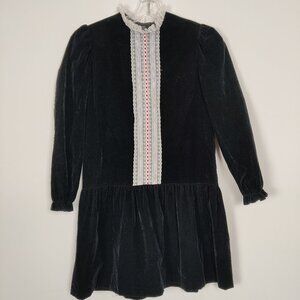 Arlene Airess Women's Dress Size M/L Black Lace Vintage Goth Party Cotton Velvet